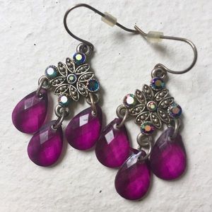 Purple jewel dangly earrings prom Whimsigoth fairy regency coquette Y2K wedding